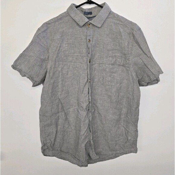 Tenth Ocean Other - Tenth Ocean Shirt Large Washable Linen Short Sleeve Spread Collar Gray (C)